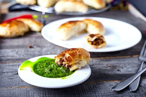 Small Empanadas With Meat On A White Plate Stock Photo Image Of