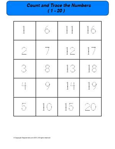 Numbers to 20 | First Grade Math Worksheets | Biglearners