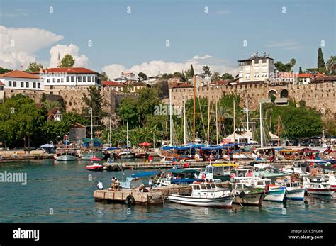 Antalya Turkey Old Port Harbor Kaleici Boat Town Stock Photo Alamy