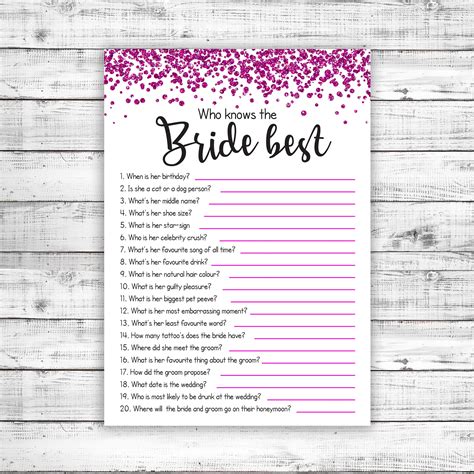 Who Knows The Bride Best Game A Hilarious Hen Do Bachelorette Bridal