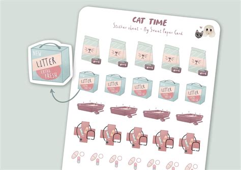 Cat care planner stickers - Cat stickers - Pet stickers - Planner stickers - Bullet journal ...