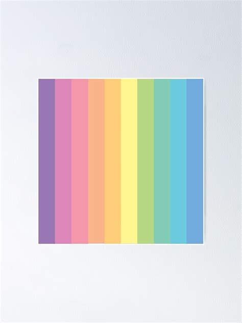 Póster Paleta De Colores Pastel De Rainbow Stripes Vertical De