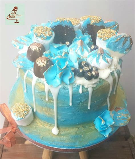 Blue Chocolate Drip Cake