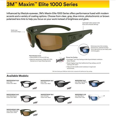 3m maxim elite 1000 safety glasses sunglasses anti fog multiple colors ansi z87 ebay