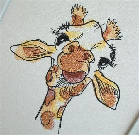 Giraffe Machine Embroidery Design embroidery giraffe giraffe | Etsy
