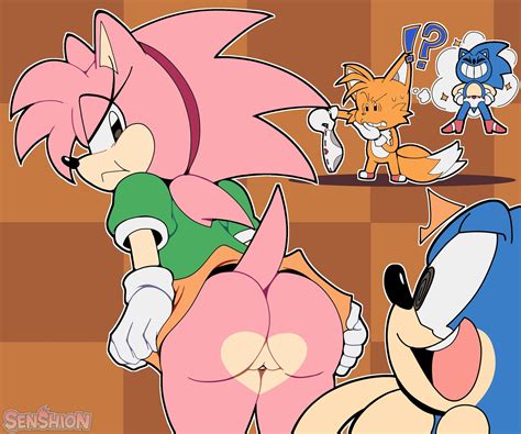 rule 34 2022 amy rose anthro ass big butt black eyes black nose blue body blue fur