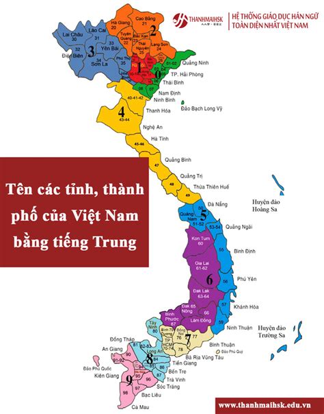 Tên Các Tỉnh Thành Phố Của Việt Nam Bằng Tiếng Trung