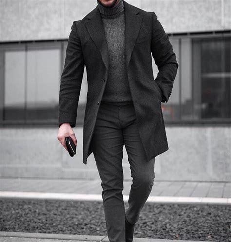 Grays And Black Formal Men Outfit Winter Outfits Men Casual Look