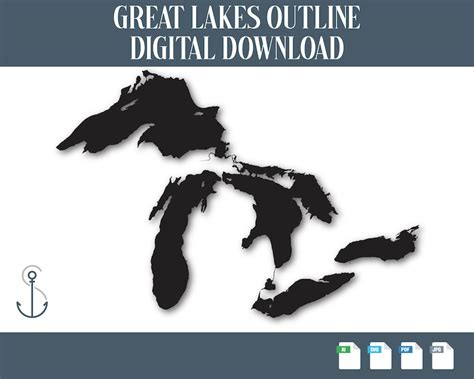 Great Lakes Outline Great Lakes Laser File Instant Download Laser