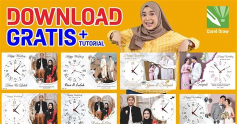 Template Desain Jam Dinding Custom Untuk Kado Hadiah Wedding Pernikahan