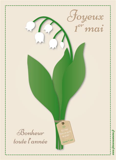 Carte 1er mai - "Un brin de muguet" • Fêtes vous même
