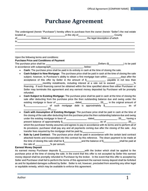 Editable 37 Simple Purchase Agreement Templates Real Estate Business ...