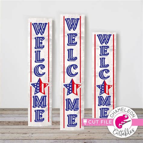 Welcome America 4th of July porch sign design SVG vertical | Etsy in
