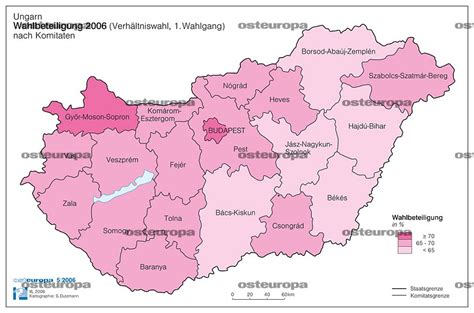 Karte von ungarn mit den wichtigsten orten sowie den nachbarstaaten. Zeitschrift OSTEUROPA | Ungarn