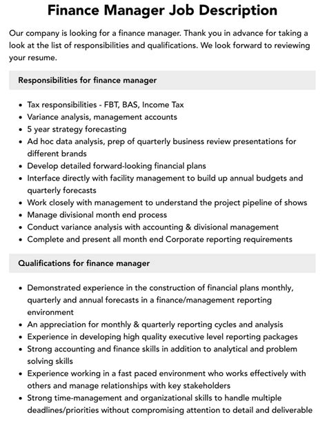 What Is A Finance Manager Roles And Responsibilities