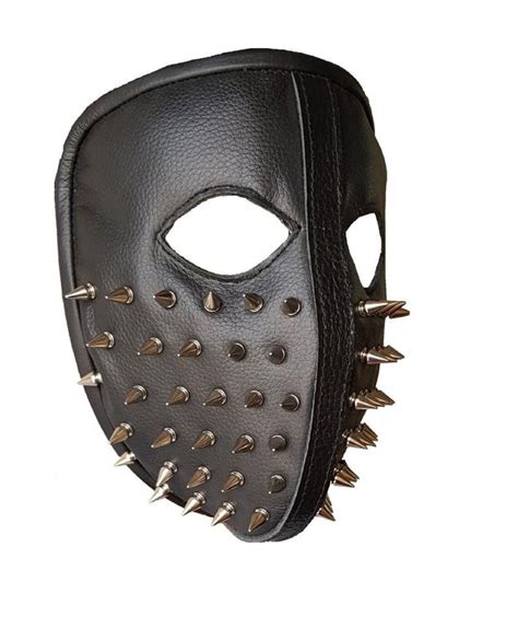 Men Punk Biker Pure Leather Full Face Spike Mask Masquerade Etsy