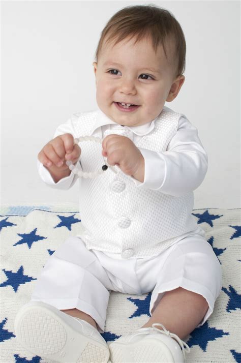 Baby Boys 4 Piece Christening Outfit Christening Suit White Check Ebay