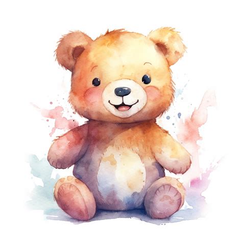 Premium Photo A Watercolor Painting Of A Teddy Bear