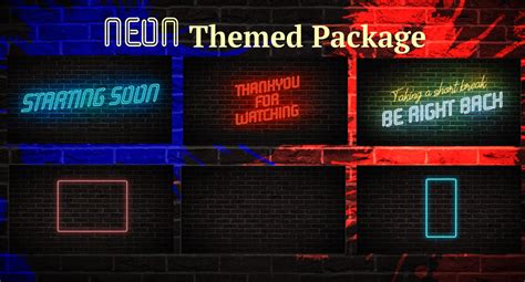 Neon Themed Twitch Stream Package Animated Overlays Dark Etsy