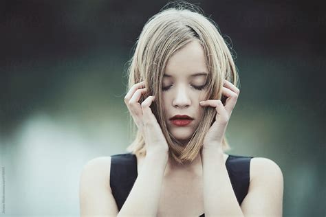 Portrait Of A Young Woman With Closed Eyes By Stocksy Contributor Jovana Rikalo Stocksy