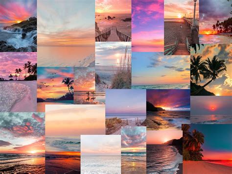 Aesthetic Digital Beach Sunset Collage Wallpaper Ipad Mailnapmexico