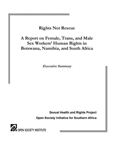 Rights Not Rescue A Report On Female Trans And Male Sex Workers Human Rights In Botswana