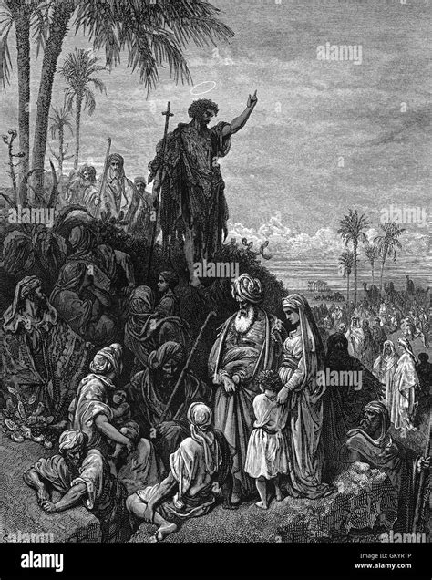 Engraving Of John The Baptist Preaching In The Wilderness By Gustave