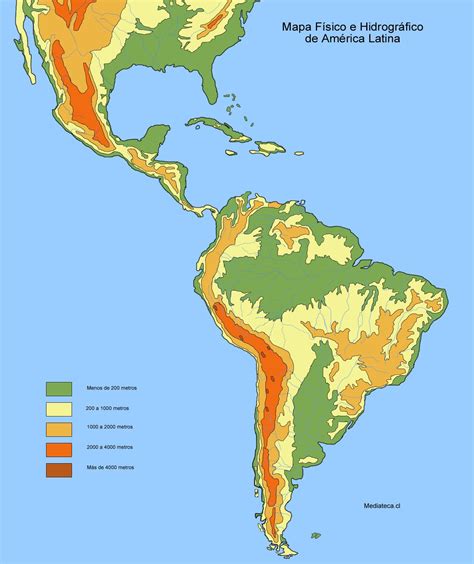 Mapa F Sico Y Hidrogr Fico De Am Rica Latina Tama O Completo Gifex Geography Th Century