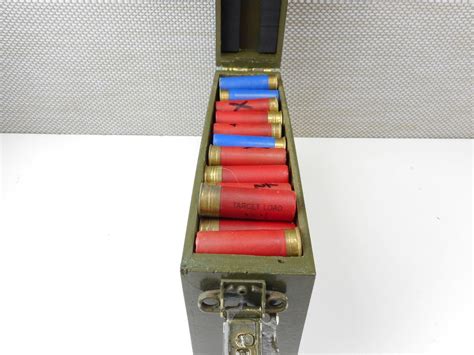 12 Gauge Assorted Shotgun Shells In Wooden Military Looking Box With