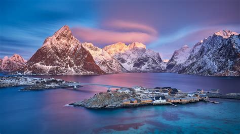Norway Mountains Island Bridges Norway Mountains Landscape Wallpapers