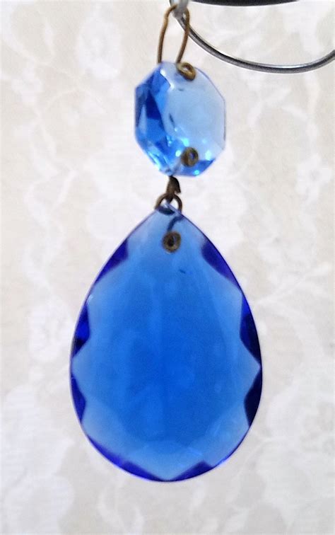 Blue Chandelier Crystal Teardrops Extra Wide Etsy