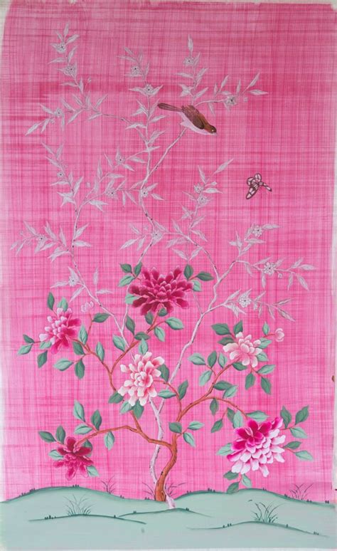 Items Similar To Hand Painted Chinoiserie Silk Wallpaper Panel On Etsy