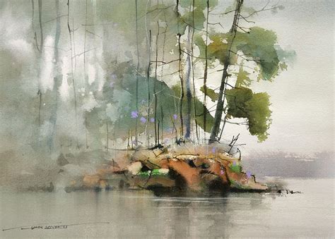 Landscape Painting Featuring Soft Wet In Wet Watercolor Edges