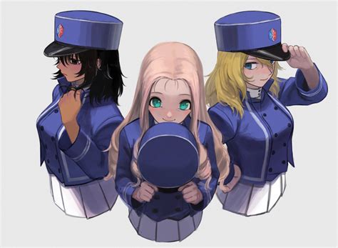 Safebooru 3girls Adjusting Clothes Adjusting Hat Andou Girls Und Panzer Bangs Bc Freedom