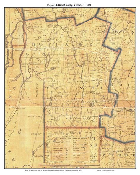 Rutland County Vermont 1821 Old Map Custom Print J Whitelaw Old Maps
