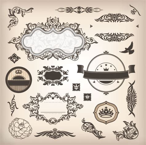 Vintage Elements Borders And Labels Vector Vector Misc Free Vector Free