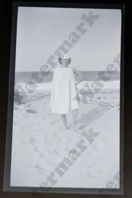 S Candid Of Cute Woman On Beach Vintage B W Negative Kb