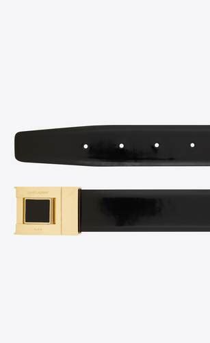 Male Buckle Belt In Shiny Leather And Enamel Saint Laurent