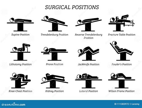 Surgical Surgery Operation Positions Stock Vector Illustration Of