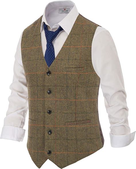 Paul Jones Mens British Herringbone Tweed Vest Premium Wool Waistcoat
