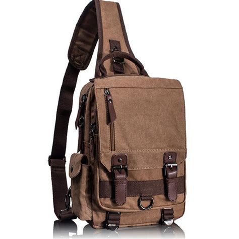Canvas Messenger Bag For Men Laptop Sling Backpack Cross Body Shoulder