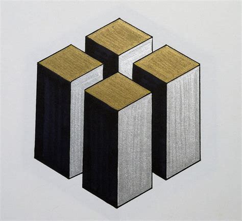 Carved Cube Detail Geometric Drawing Basic Sketching Geometric Shapes