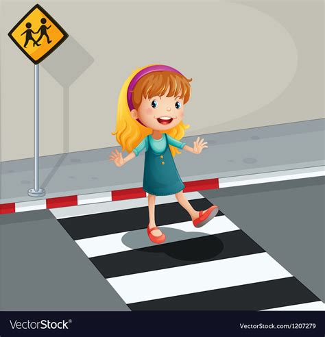 A Young Lady Crossing Pedestrian Lane Royalty Free Vector