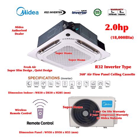 Midea Hp Inverter Ceiling Cassette Aircond Mcx Crfnx Moux Cfn