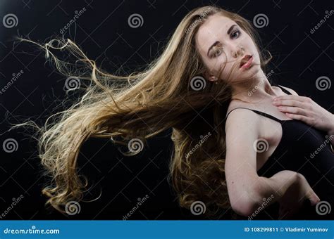 Beautiful Girl With Flying Hair Stock Image Image Of Blouse Dries