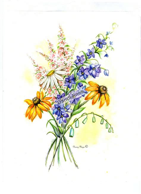 Wildflower Bouquet Drawing At Getdrawings Free Download
