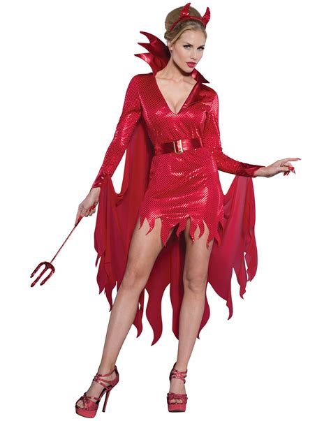 Hot Stuff Red Sequin Devil Demon Dress Adult Womens Halloween Costume Xl