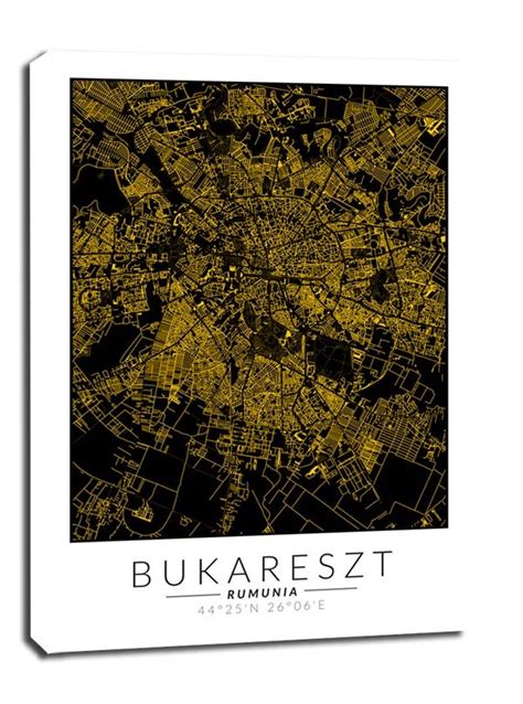 Obraz Na Płótnie Galeria Plakatu Bukareszt Złota Mapa 70x100 Cm Galeria Plakatu Sklep