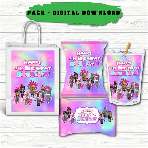 Roblox Girl Party Pack Roblox Girl Party Favors Roblox Etsy