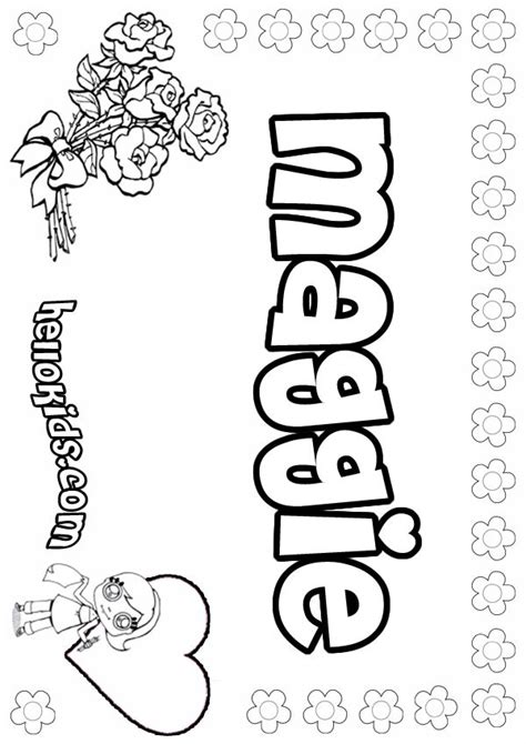 Find out more dinosaurs on printablecoloringpages.org. girls name coloring pages, Maggie girly name to color